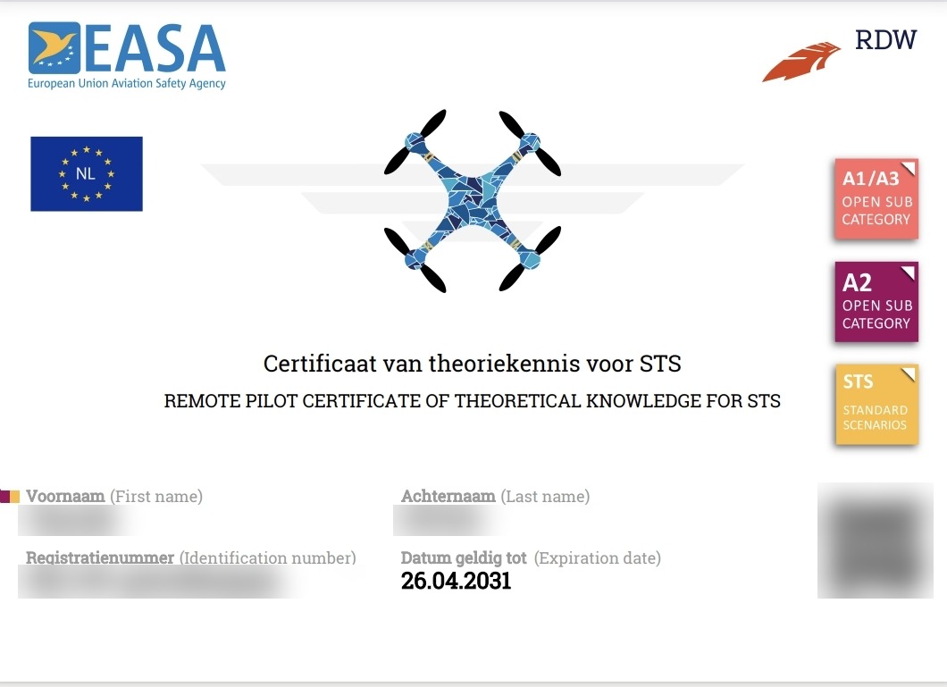 Certificat EASA de télépilote — Chaouki Douag, valable jusqu'au 26.04.2031